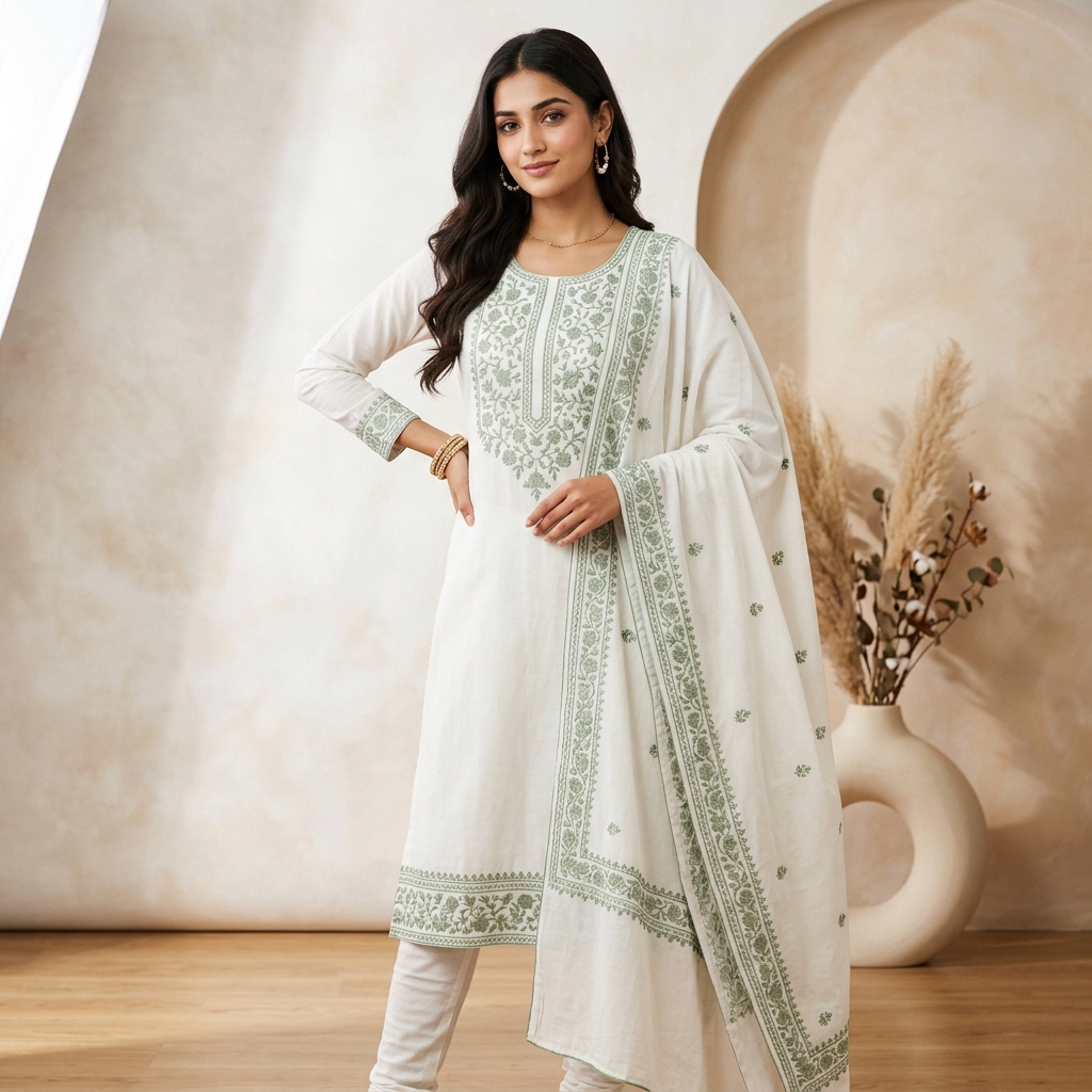 Thread Work Pure Cotton Suit Set